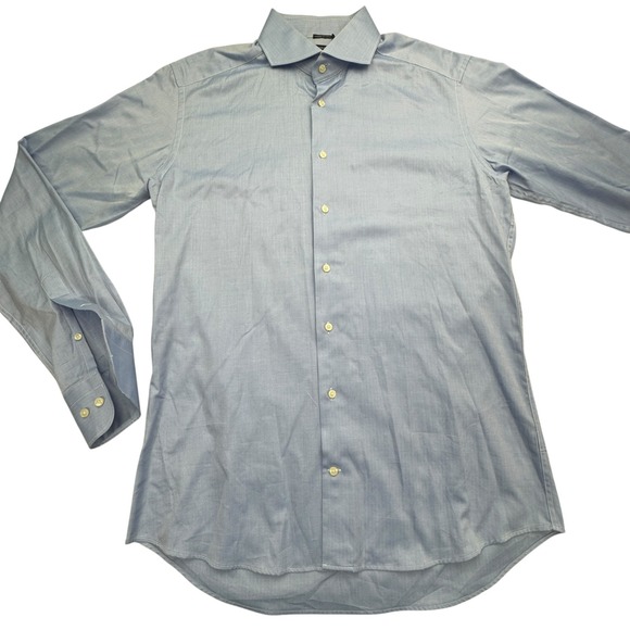 Suitsupply Other - Suitsupply Dress Shirt Mens 16.5 Blue Cotton Two Ply Rounded Cuff Button Down